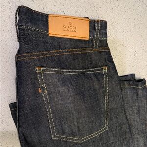 Gucci Women’s Dark Denim Flared Bottom Jeans Eur 44